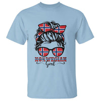 Norway Messy Bun Girl Norwegian Flag T Shirt