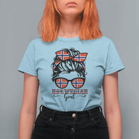 Norway Messy Bun Girl Norwegian Flag T Shirt For Women