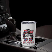 Norway Messy Bun Girl Norwegian Flag Tumbler Cup