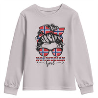 Norway Messy Bun Girl Norwegian Flag Youth Sweatshirt