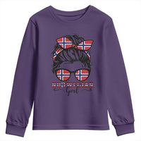 Norway Messy Bun Girl Norwegian Flag Youth Sweatshirt