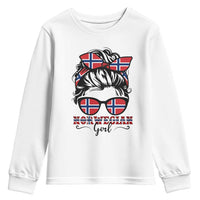 Norway Messy Bun Girl Norwegian Flag Youth Sweatshirt