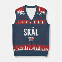 Skål Cheers in Norwegian Norway V-Neck Knit Sweater Vest Funny Drinking Beer Norwegian Scandinavian