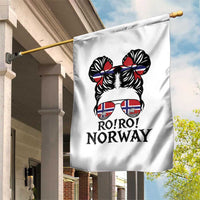 Ro Ro Norwegian Viking Ship Garden Flag Norway Flag Messy Bun Girl