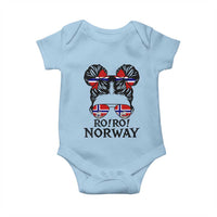 Ro Ro Norwegian Viking Ship Baby Onesie Norway Flag Messy Bun Girl