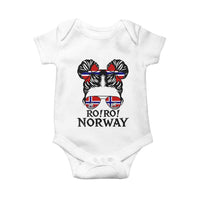 Ro Ro Norwegian Viking Ship Baby Onesie Norway Flag Messy Bun Girl