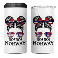 Ro Ro Norwegian Viking Ship 4 in 1 Can Cooler Tumbler Norway Flag Messy Bun Girl