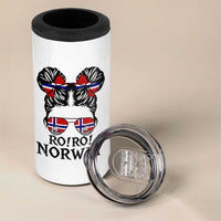 Ro Ro Norwegian Viking Ship 4 in 1 Can Cooler Tumbler Norway Flag Messy Bun Girl