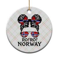 Ro Ro Norwegian Viking Ship Ceramic Ornament Norway Flag Messy Bun Girl