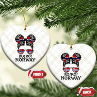Ro Ro Norwegian Viking Ship Ceramic Ornament Norway Flag Messy Bun Girl