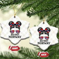 Ro Ro Norwegian Viking Ship Ceramic Ornament Norway Flag Messy Bun Girl