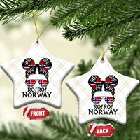 Ro Ro Norwegian Viking Ship Ceramic Ornament Norway Flag Messy Bun Girl