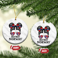 Ro Ro Norwegian Viking Ship Ceramic Ornament Norway Flag Messy Bun Girl