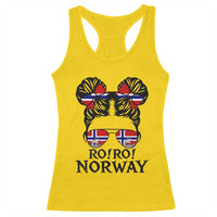 Ro Ro Norwegian Viking Ship Racerback Tank Top Norway Flag Messy Bun Girl