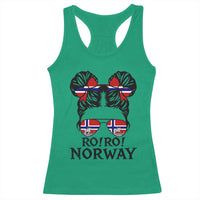 Ro Ro Norwegian Viking Ship Racerback Tank Top Norway Flag Messy Bun Girl