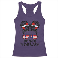 Ro Ro Norwegian Viking Ship Racerback Tank Top Norway Flag Messy Bun Girl