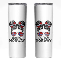 Ro Ro Norwegian Viking Ship Skinny Tumbler Norway Flag Messy Bun Girl