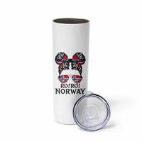 Ro Ro Norwegian Viking Ship Skinny Tumbler Norway Flag Messy Bun Girl