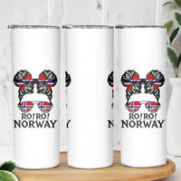 Ro Ro Norwegian Viking Ship Skinny Tumbler Norway Flag Messy Bun Girl