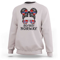 Ro Ro Norwegian Viking Ship Sweatshirt Norway Flag Messy Bun Girl