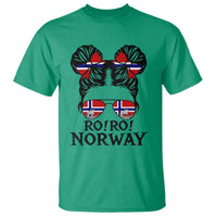 Ro Ro Norwegian Viking Ship T Shirt Norway Flag Messy Bun Girl