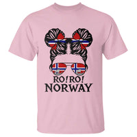 Ro Ro Norwegian Viking Ship T Shirt Norway Flag Messy Bun Girl