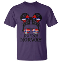 Ro Ro Norwegian Viking Ship T Shirt Norway Flag Messy Bun Girl