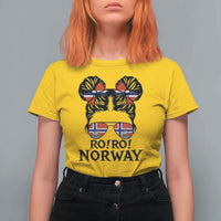 Ro Ro Norwegian Viking Ship T Shirt For Women Norway Flag Messy Bun Girl