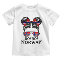 Ro Ro Norwegian Viking Ship Toddler T Shirt Norway Flag Messy Bun Girl