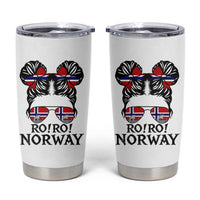 Ro Ro Norwegian Viking Ship Tumbler Cup Norway Flag Messy Bun Girl
