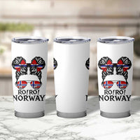 Ro Ro Norwegian Viking Ship Tumbler Cup Norway Flag Messy Bun Girl