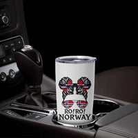 Ro Ro Norwegian Viking Ship Tumbler Cup Norway Flag Messy Bun Girl