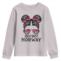 Ro Ro Norwegian Viking Ship Youth Sweatshirt Norway Flag Messy Bun Girl