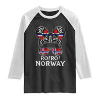Ro Ro Norwegian Viking Ship Messy Bun Girl Raglan Shirt