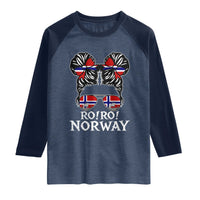 Ro Ro Norwegian Viking Ship Messy Bun Girl Raglan Shirt