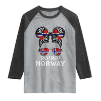 Ro Ro Norwegian Viking Ship Messy Bun Girl Raglan Shirt