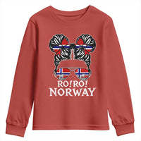 Ro Ro Norwegian Viking Ship Messy Bun Girl Youth Sweatshirt