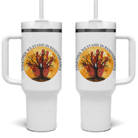 MMIW Red Hand Indigenous Native American Tumbler With Handle Together We Stand In Remembrance