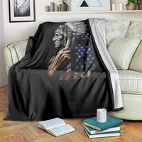 Indian Chief Native American USA Flag Throw Blanket - Wonder Print Shop