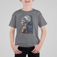 Indian Chief Native American USA Flag T Shirt For Kid - Wonder Print Shop