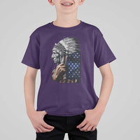 Indian Chief Native American USA Flag T Shirt For Kid - Wonder Print Shop