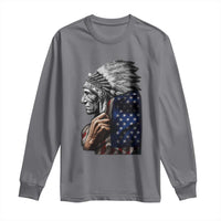 Indian Chief Native American USA Flag Long Sleeve Shirt - Wonder Print Shop