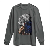 Indian Chief Native American USA Flag Long Sleeve Shirt - Wonder Print Shop