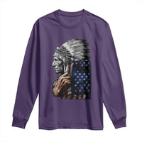 Indian Chief Native American USA Flag Long Sleeve Shirt - Wonder Print Shop