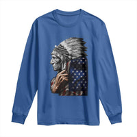 Indian Chief Native American USA Flag Long Sleeve Shirt - Wonder Print Shop