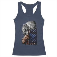 Indian Chief Native American USA Flag Racerback Tank Top - Wonder Print Shop