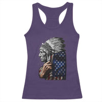 Indian Chief Native American USA Flag Racerback Tank Top - Wonder Print Shop