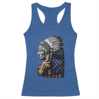 Indian Chief Native American USA Flag Racerback Tank Top - Wonder Print Shop