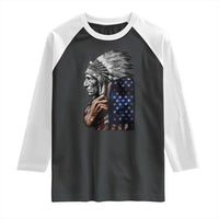 Indian Chief Native American USA Flag Raglan Shirt - Wonder Print Shop