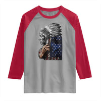Indian Chief Native American USA Flag Raglan Shirt - Wonder Print Shop